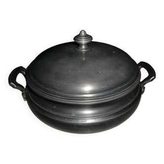 French solid pewter soup tureen