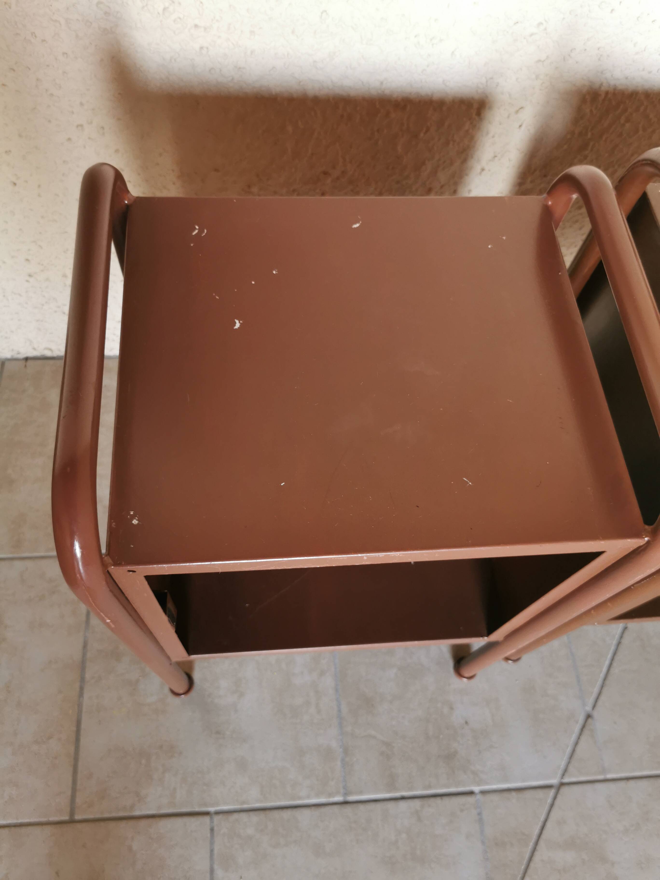 Pair of boarding school bedside tables