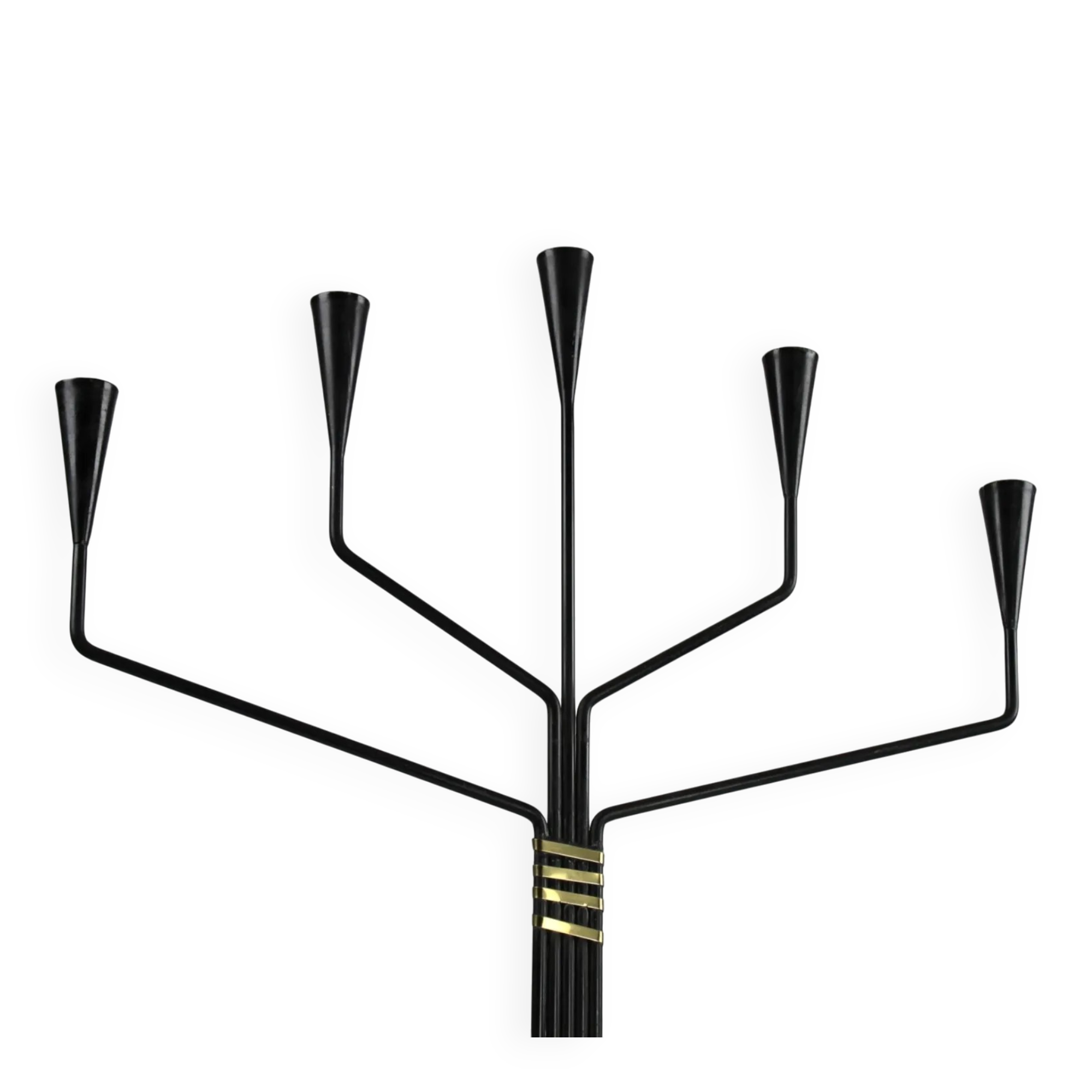 Floor Standing Candelabra with Black & Brass Details – by Gunnar Ander for Ystad-Metall – Sweden, 1960s