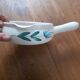 Vintage fondue pot, Marais pottery, hand-painted blue floral decoration