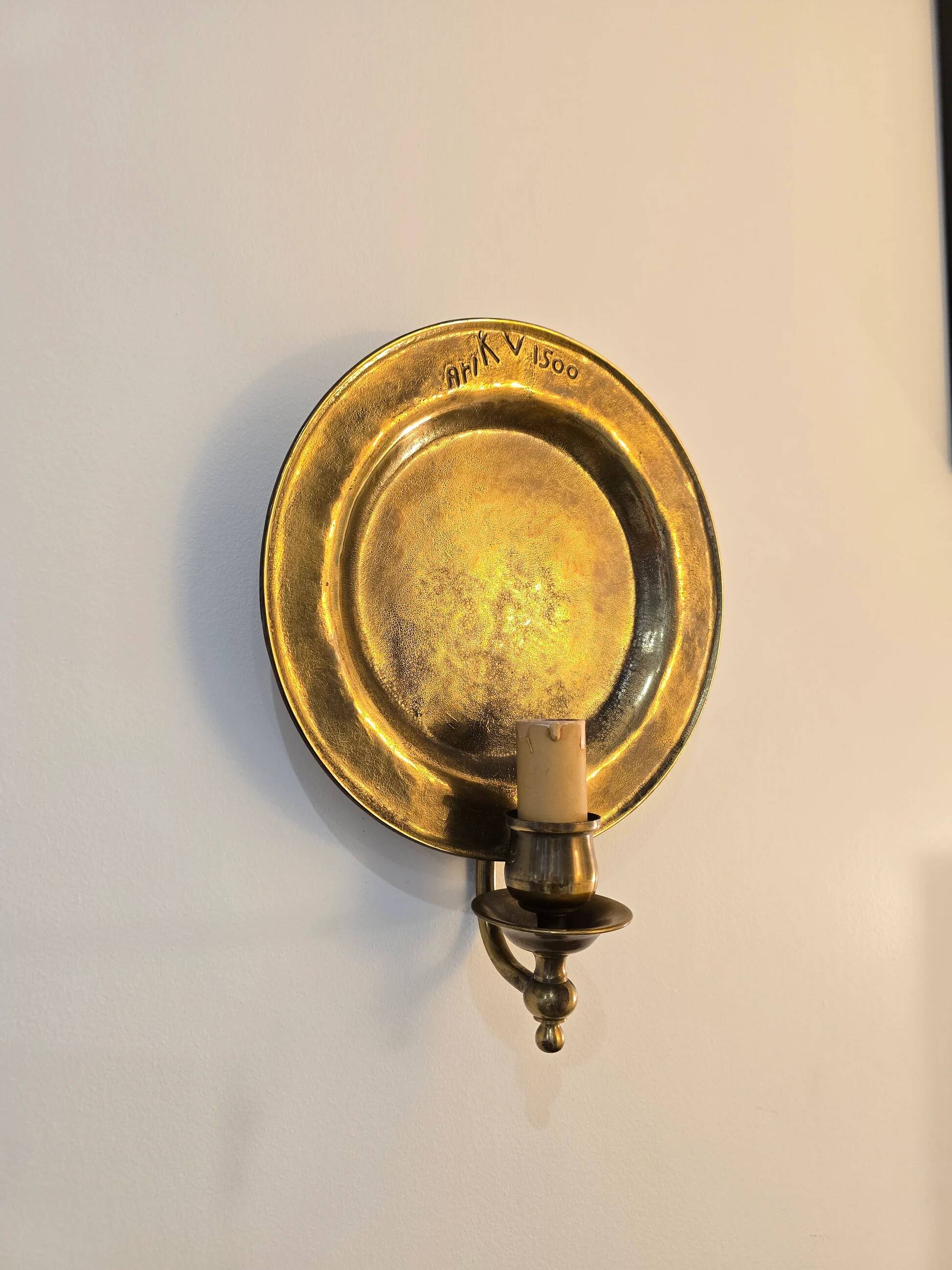 Set of 2 vintage wall sconces Ari KV 1500 – patinated bronze – Ø 25 cm