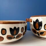 Set of Boch La Louvière salad bowls and dishes, Kimono model, 1970