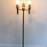 Brass floor lamp with a brass shade. Attributed to Maison Charles