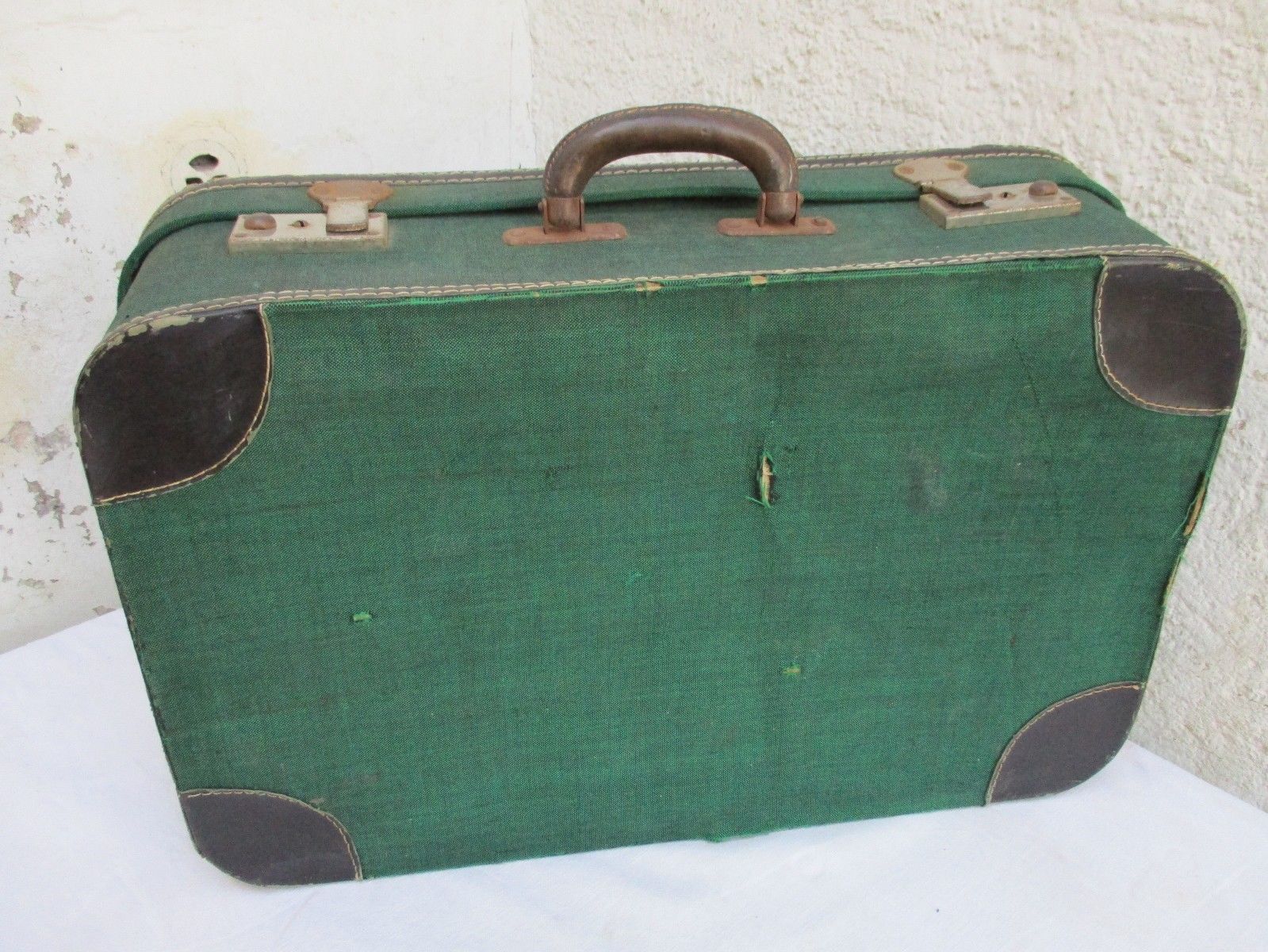 Vintage green luggage suitcase