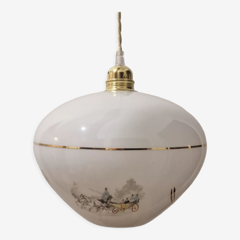 Suspension en opaline avec décors d'équidés