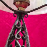 Wrought iron lamp in the Edgar Brandt style, Paul Kiss, 1910 to 25. Unsigned, damage, 37x16cm. Work