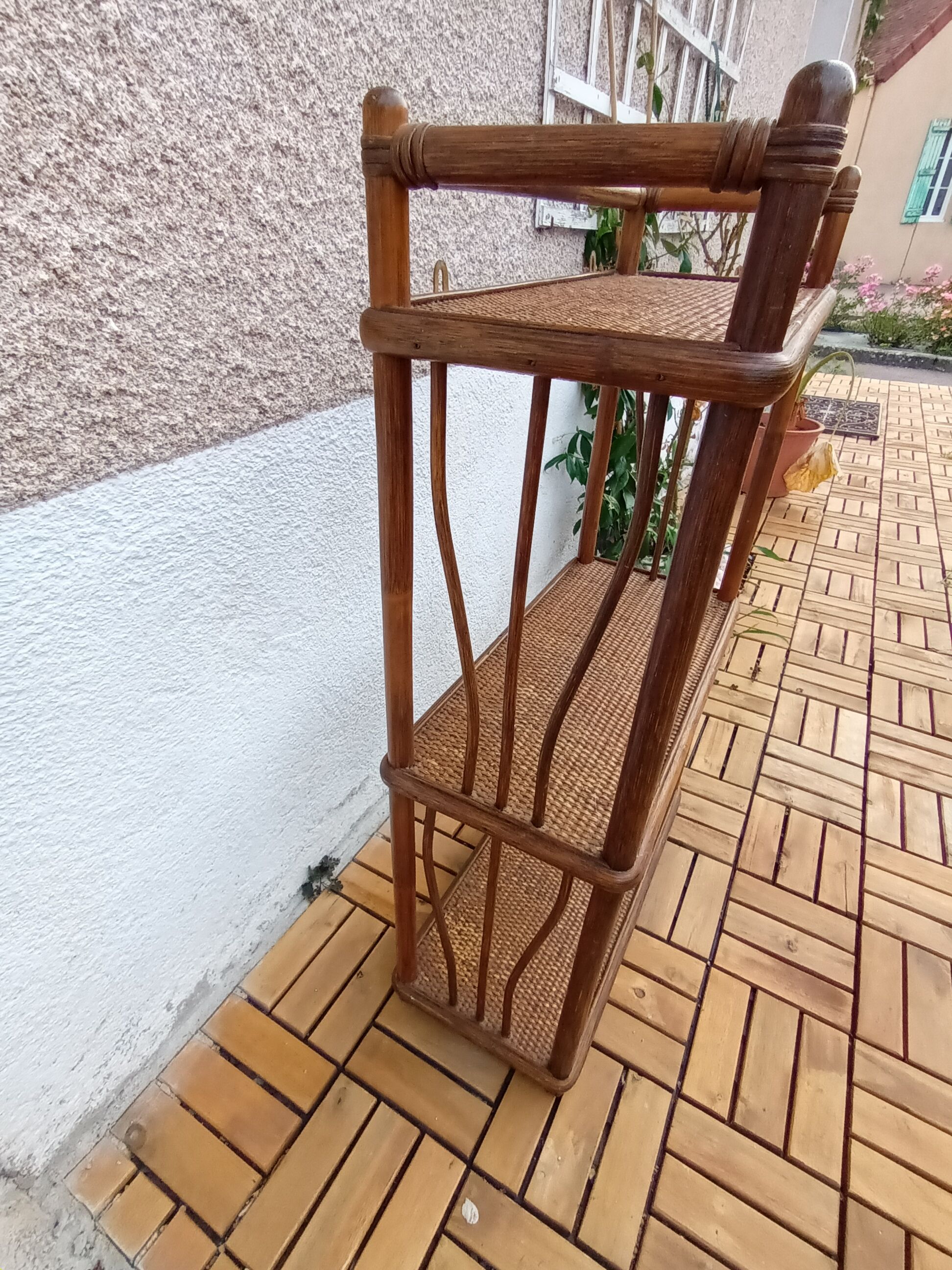 Vintage rattan shelf and canning