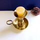 Large artisanal hand candle holder cellar rat gilded copper vintage atypical