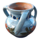 Vase with 3 handles in glazed terracotta Alsace early 20th century