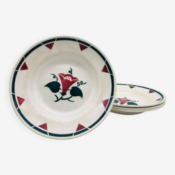 4 assiettes creuses vintage « badonviller - modèle lyse »