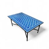 Table en mosaïque bleu rectangulaire