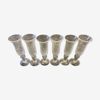 Set of 6 bubbled glass flutes