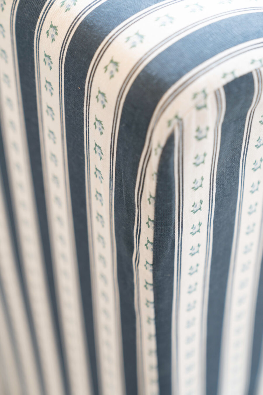 Armchair, striped fabric with flowers, 80s/90s