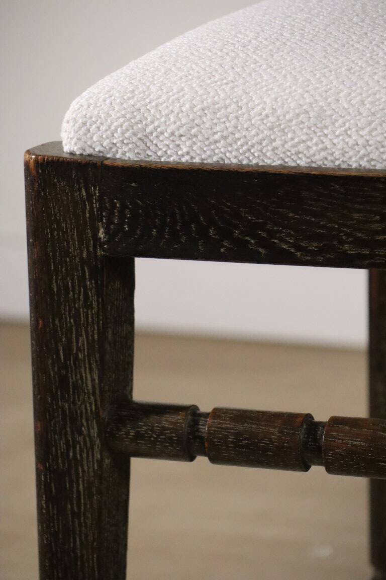 Set of 4 modernist chairs in oak and bouclé fabric, 1940