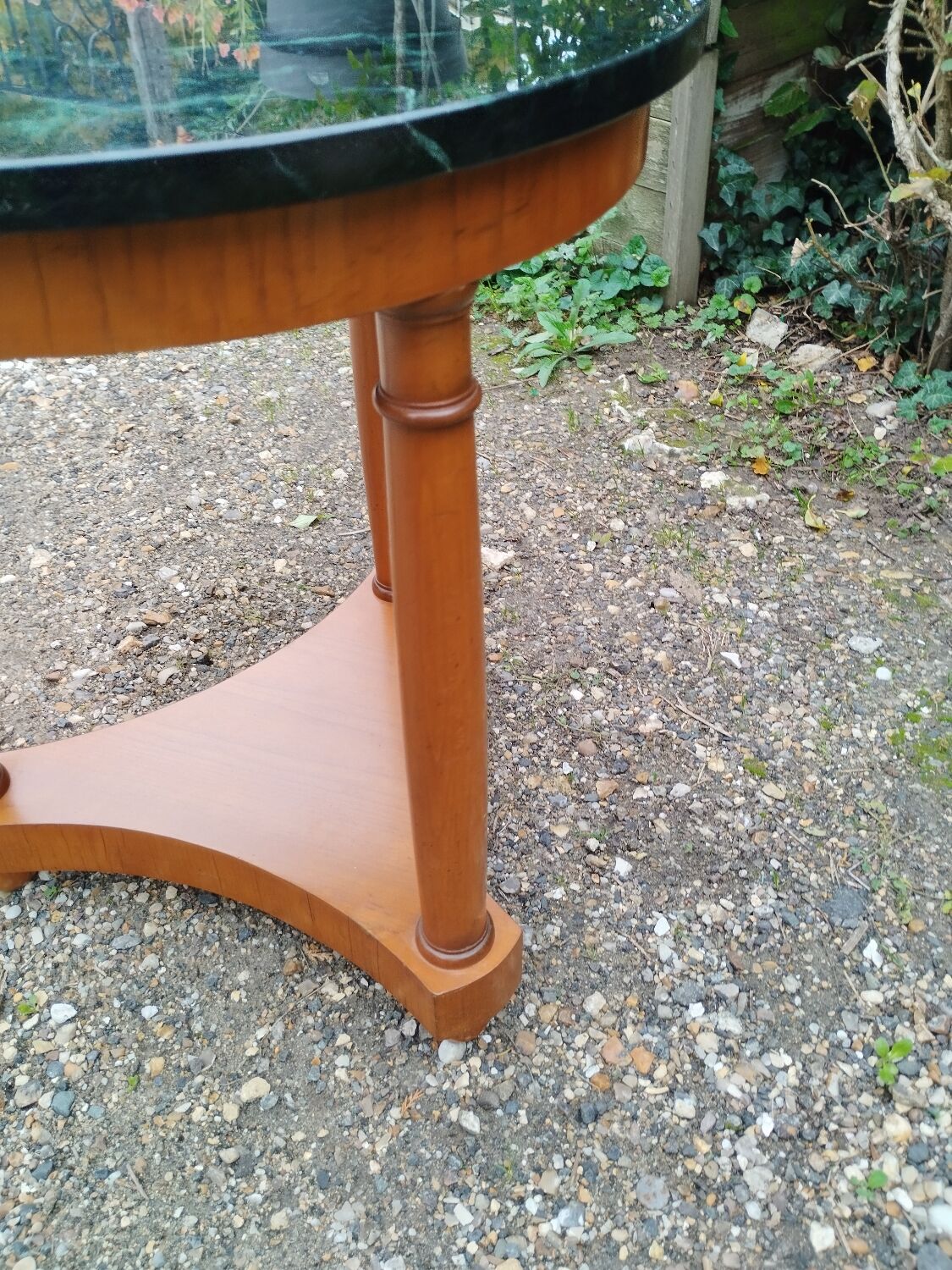 Antique Empire style pedestal table with marble top