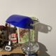 Lampe de banquier bleu/argent