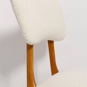 Mid-century "Butterfly" dining chair, light cream boucle, Poland, 1960s