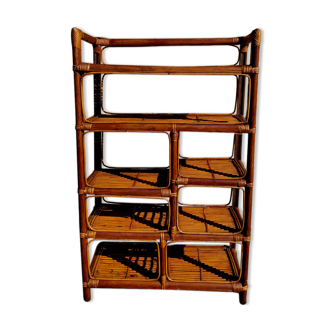 Etagere en bambou et rotin