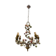 Italian Tole Ceramic Flower Chandelier, 1960s