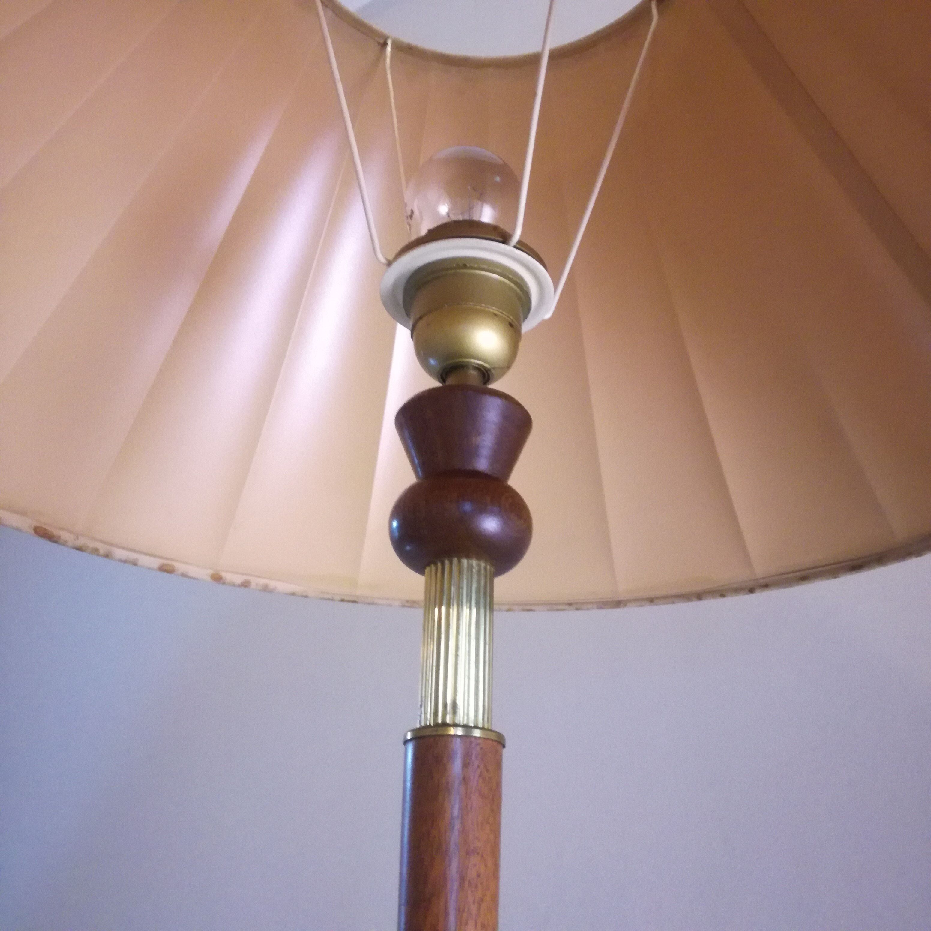 Wooden tripod floor lamp 1950