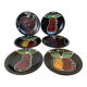 Six black glazed ceramic dessert plates