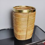 Rattan and brass umbrella stand, Italy, 1970