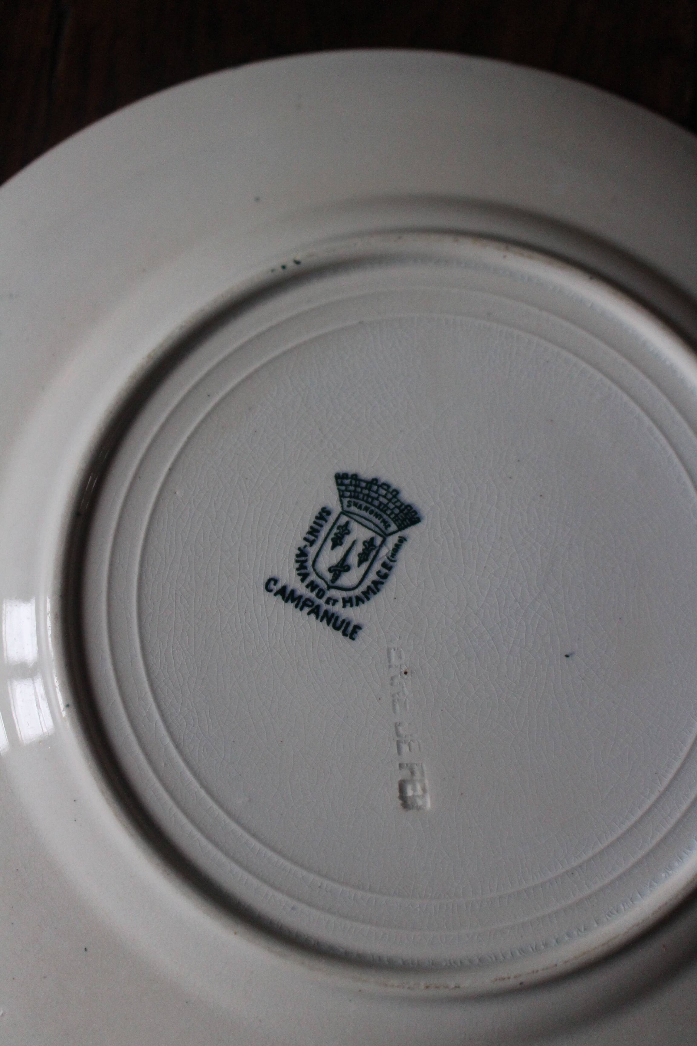 A set of 4 flat plates Terre de fer mismatched blue