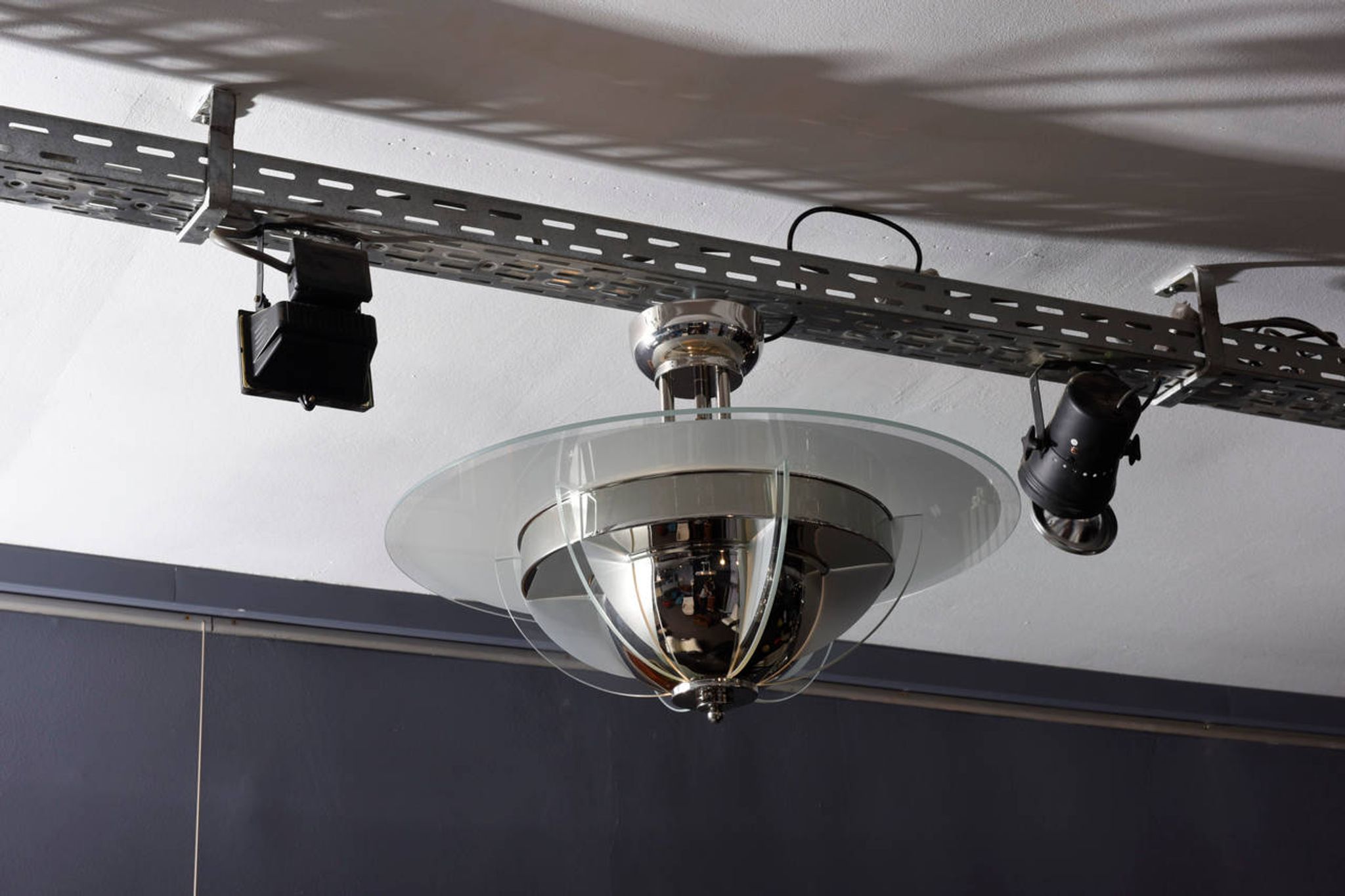 Deco France 1930 s plated nickel chandelier