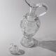 Carafe vintage en verre pressé des années 1960, verre clair sculptural avec texture à motifs et bouchon