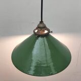 Enameled sheet metal cone pendant light