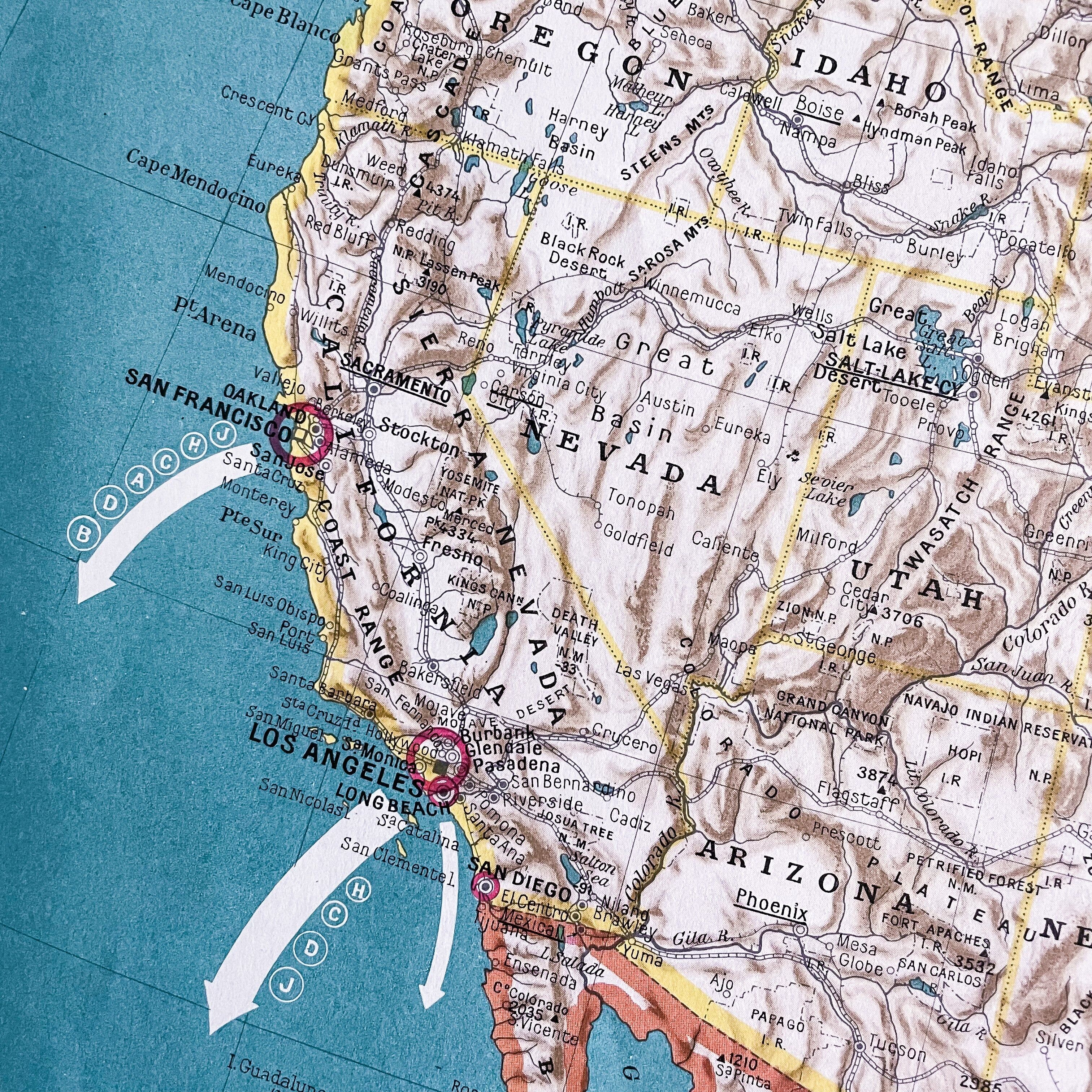 Ancienne carte des Etats Unis - 1950