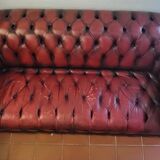 Chesterfield sofa in genuine leather 3 red Very good condition
