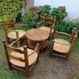 Charles Dudouyt coffee table and 4 armchairs