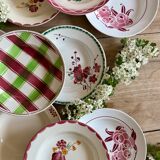 Set of 12 mismatched antique soup plates