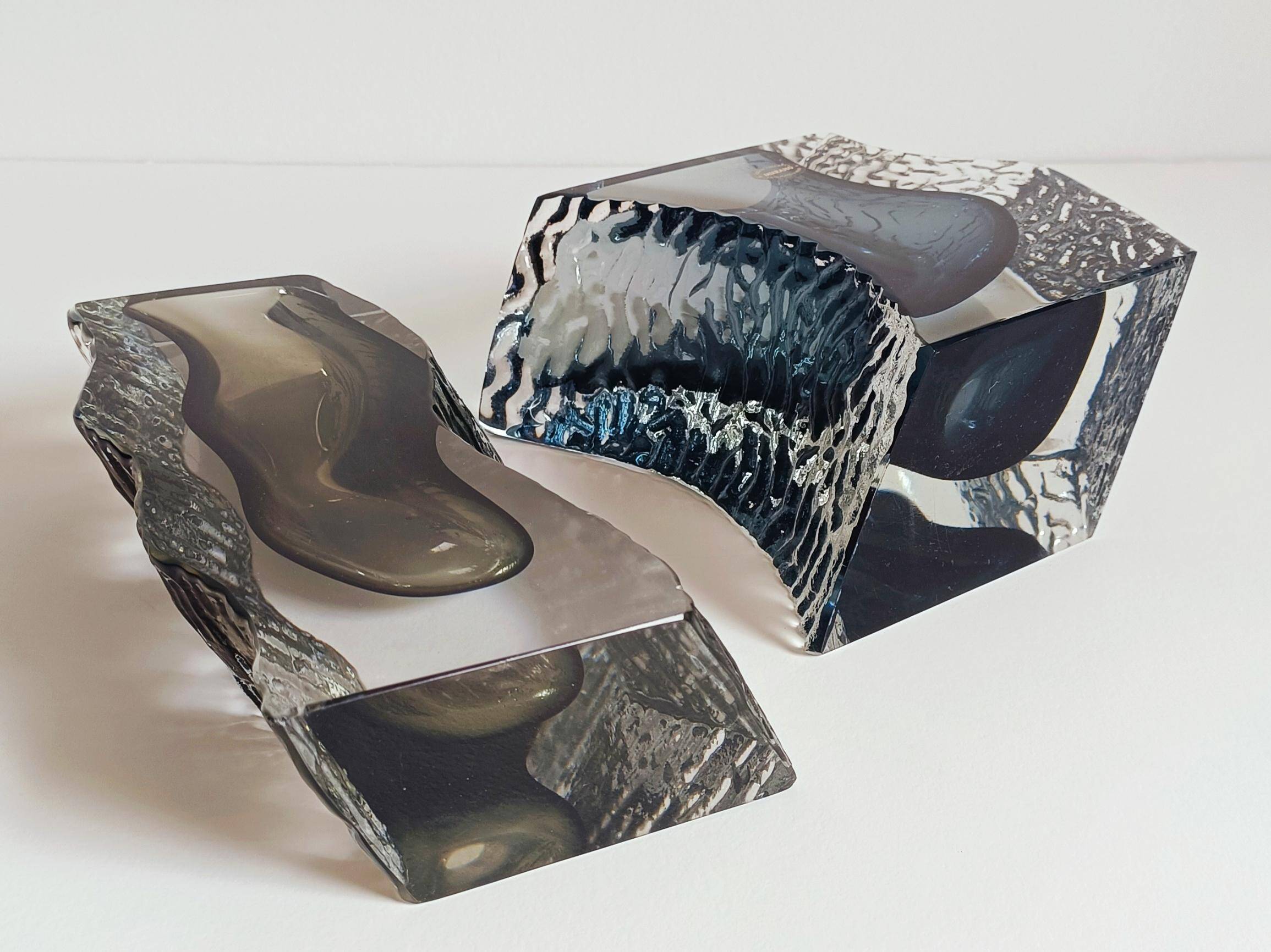 Alessandro Mandruzzato Murano Glass Vases, Hand-Blown, Italy, 1970s