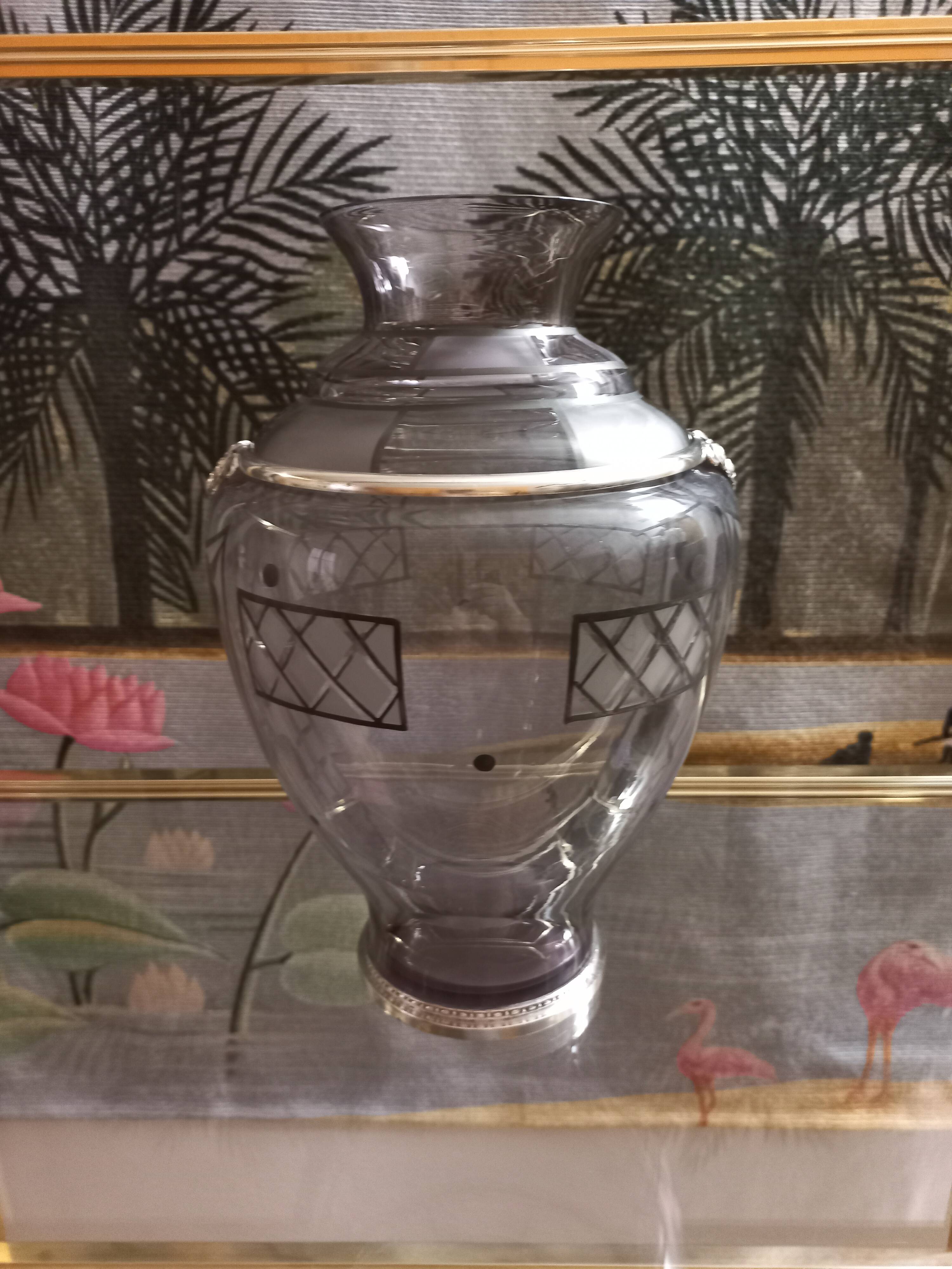 Art Deco vase in glass and silver metal