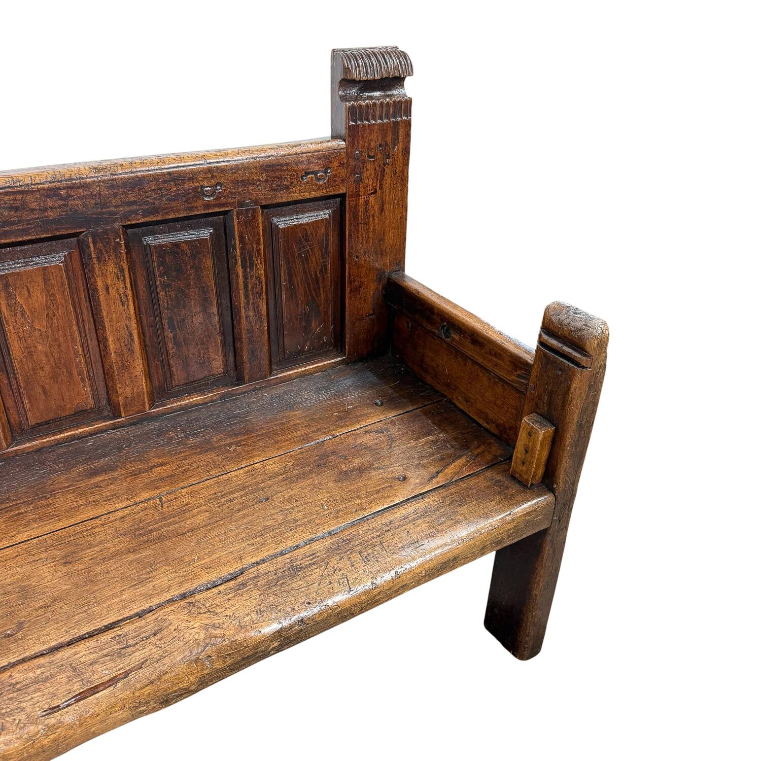 Antique Spanish Oak Bench – Traditional Pegged Construction