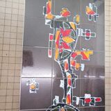 Art deco chrome metal and ceramic coffee table