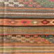Tapis kilim persan à rayures vertes et oranges 5x8, 155x250 cm