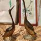 Duo of golden brass swans