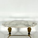 Vintage brass and marble coffee table. Italy 1950s