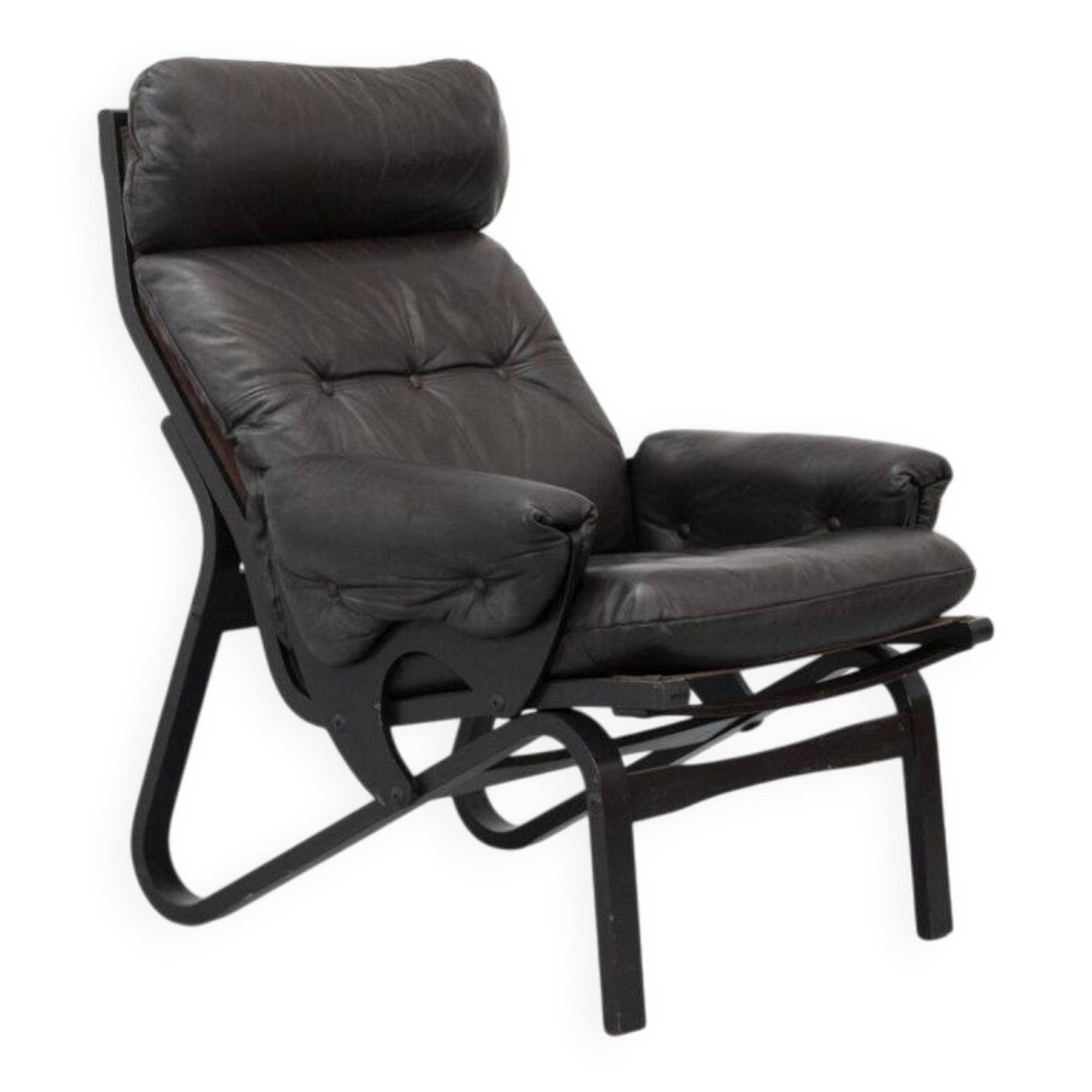 Bentwood & Leather Lounge Chair 1970s