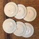 6 vintage pink Shabby dessert plates seen from the east