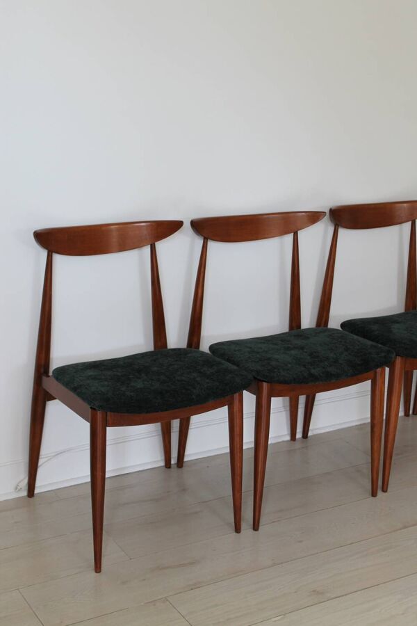 4 chaises scandinaves danoise velours bois