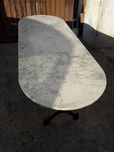 Table bistro double ep art deco 1930 cast marble