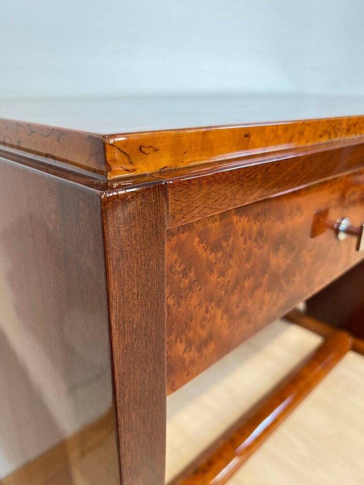Art Deco Console Table in Thuja Roots, Birch and Silver-Plate, France, 1925