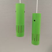Trombone hanging lamps, refurbished, repainted in beautiful green colours