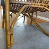 Rare pair of vintage rattan and wicker armchairs from the 1950s