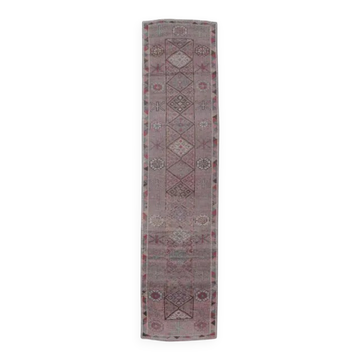 Tapis couloir vintage en laine turque noué à la main 86x350