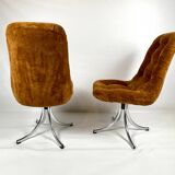 Pair of  chairs - 1970´s - chrome and brown velvet